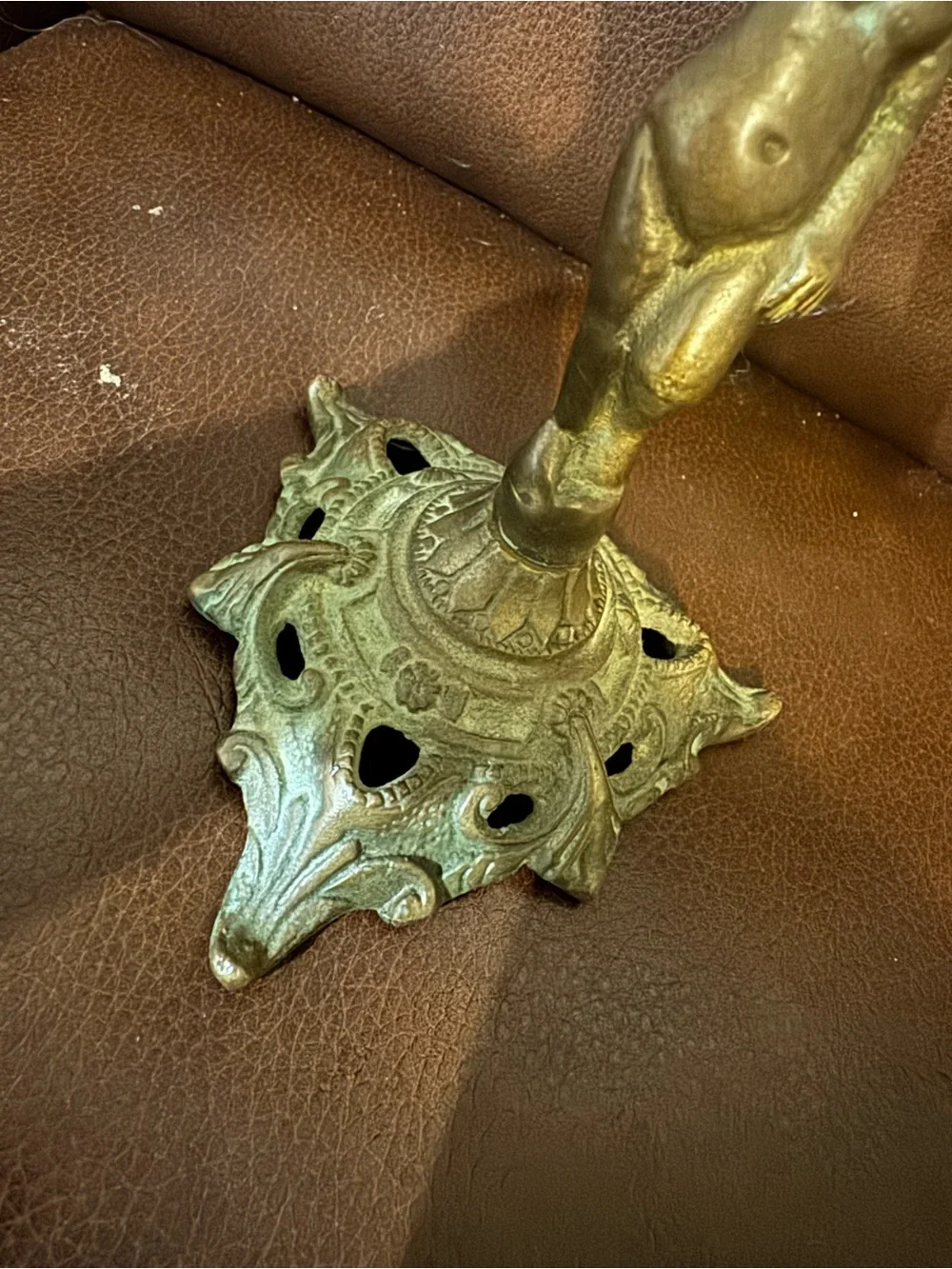 Antique-Style Bronze Cherub Candle Holder - Decorative Table Accent